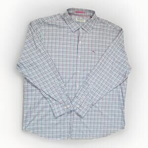Tommy Bahama Plaid Button Down Shirt XXL Tall Pastel Check Long Sleeve 2XLT